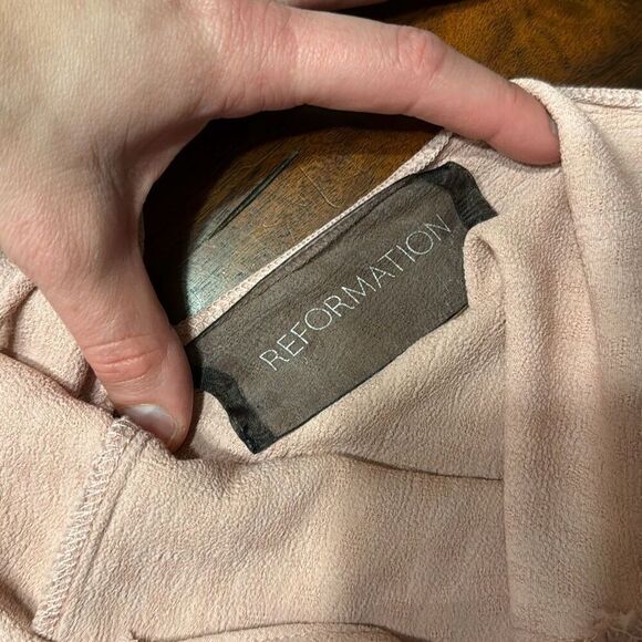 Reformation Blush Pink Cross Back Textured Tunic Tank Top Women’s One Size - Picture 7 of 7